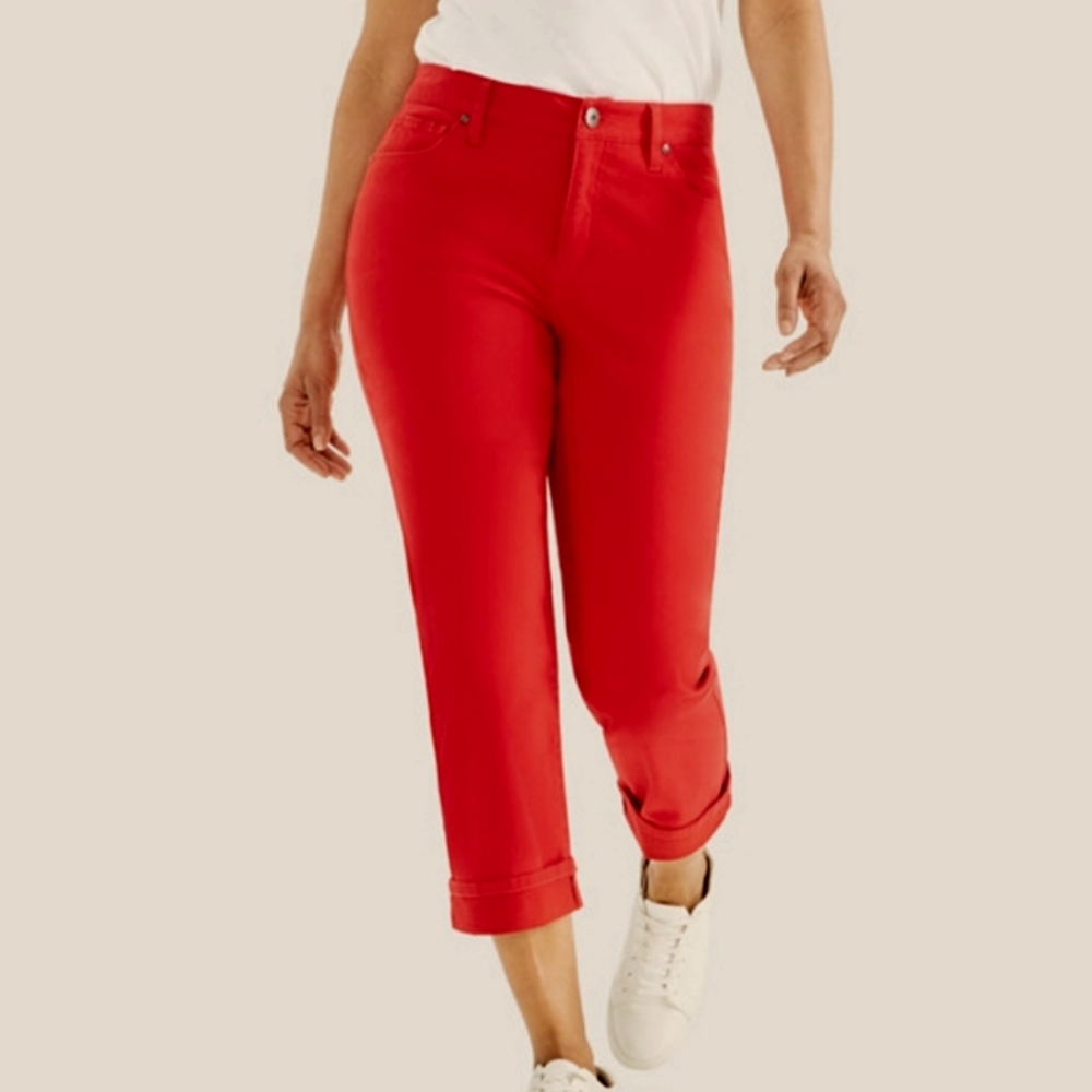 Charter Club Red lightweight slimming 5 pocket cotton capri pants, NEW